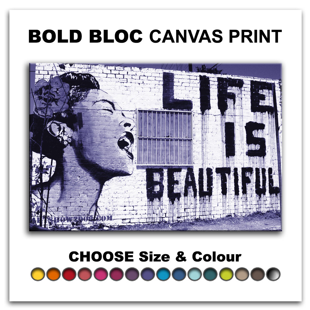 Life is Beautiful BANKSY Canvas Art Print Box Framed Picture Wall